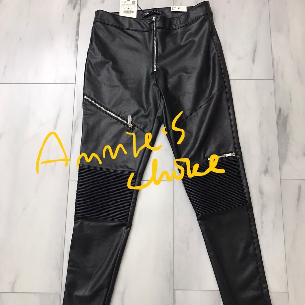 ZARA Women's Faux Leather Skinny Leggings(Black, US L/EUR L) - Picture 12 of 13